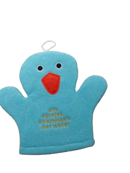 Washandje poes l blauw