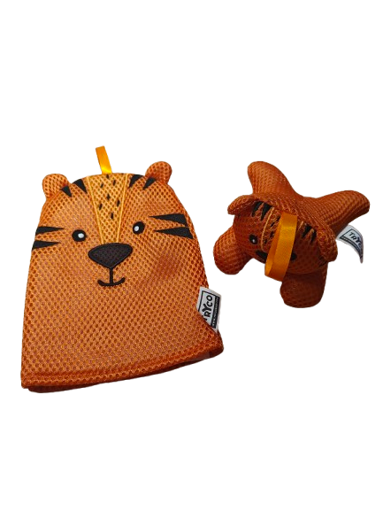 Washandje met sponsje oranje