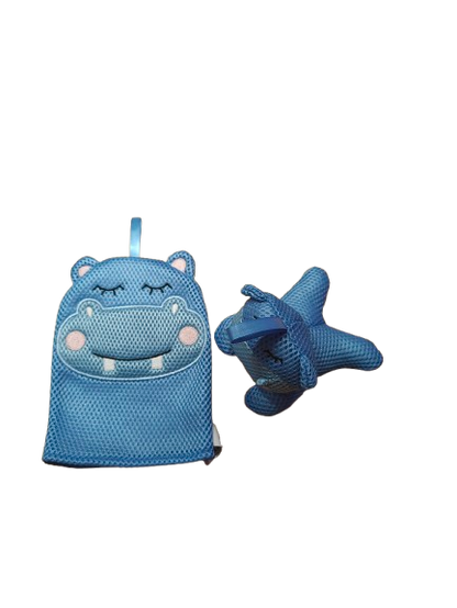 Washandje met sponsje blauw