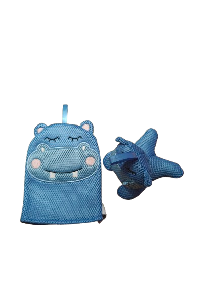 Washandje met sponsje blauw